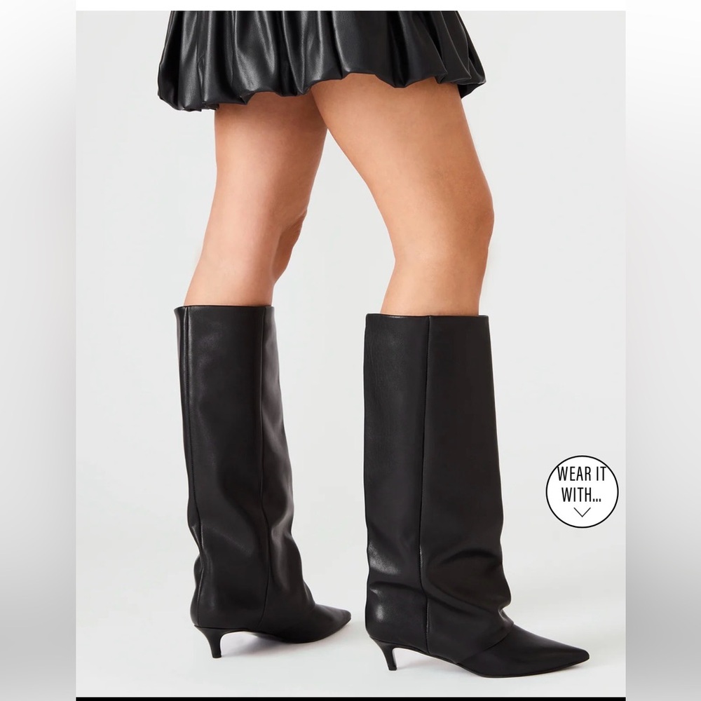 Steve Madden Luca Boots Black Leather Size 7.5